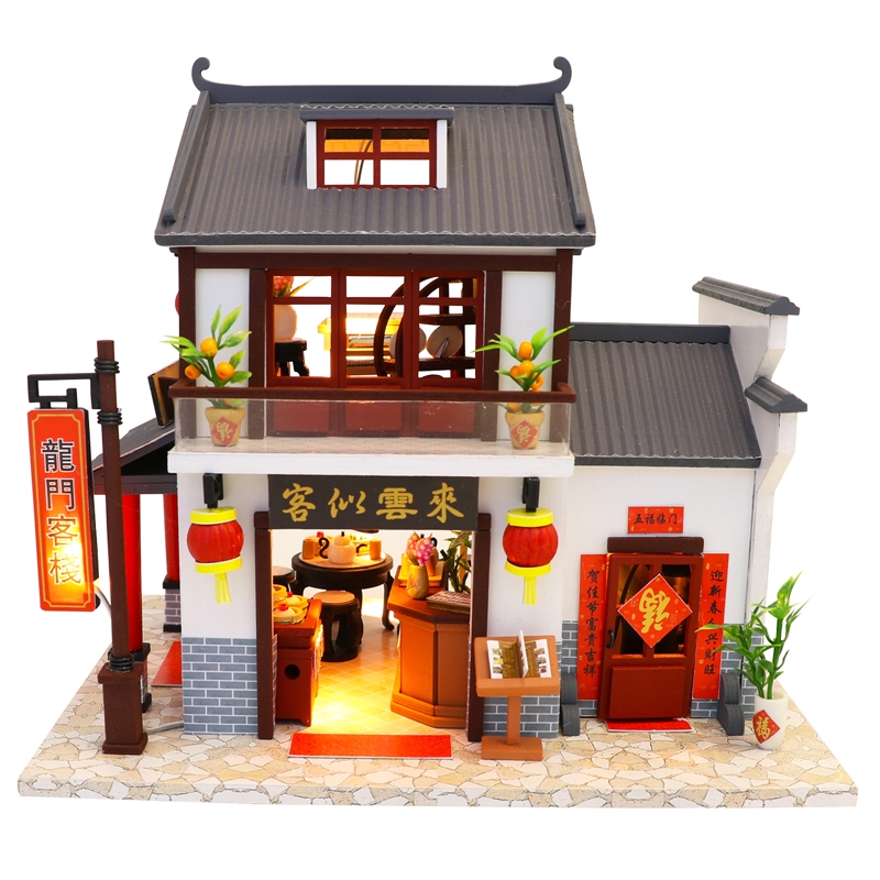 Đồ chơi nhà búp bê lắp ráp mô hình nhà kiểu quán trà phong cách Nhật bản
