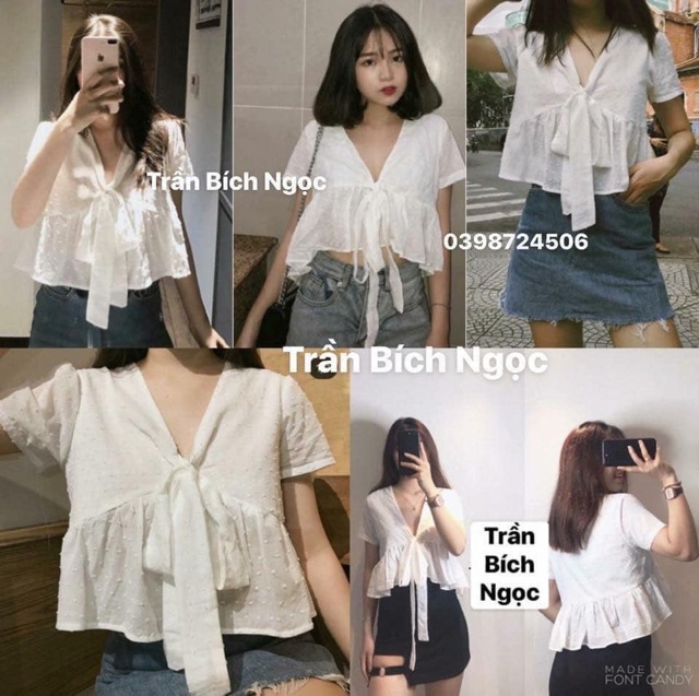 ÁO XINH ĐỘC LẠ BAE TEE - Áo croptop babydoll nơ ngực ulzzang( KÈM ẢNH THẬT TRẢI SÀN )