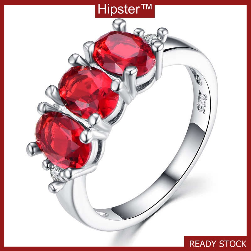 Nhẫn Đính Đá Hồng Ngọc Sang Trọng Cho Nữ