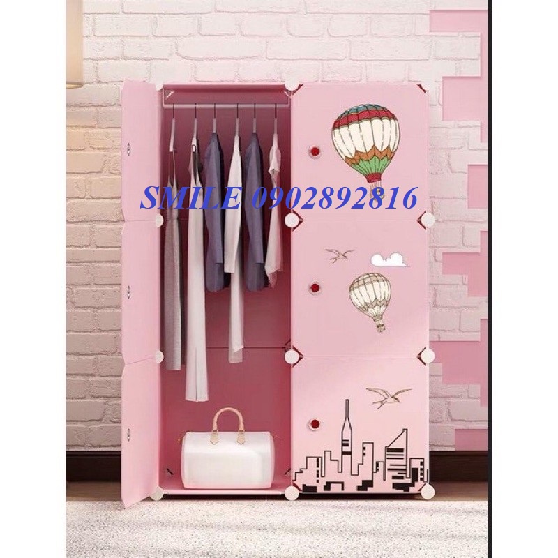 {TẶNG KÈM BÚA GỖ}Tủ Nhựa Lắp Ghép Đa Năng 6 Ô Để Đồ Dùng Cá Nhân,Để Quần Áo (chọn hình theo phân loại)