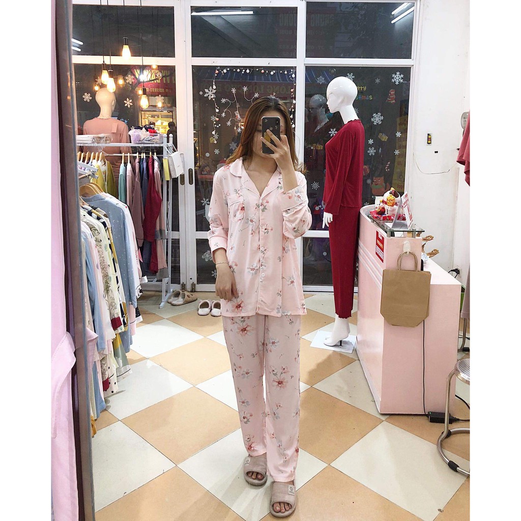 Bộ đồ pyjamas dài tay cotton silk cao cấp họa tiết (nhiều màu)