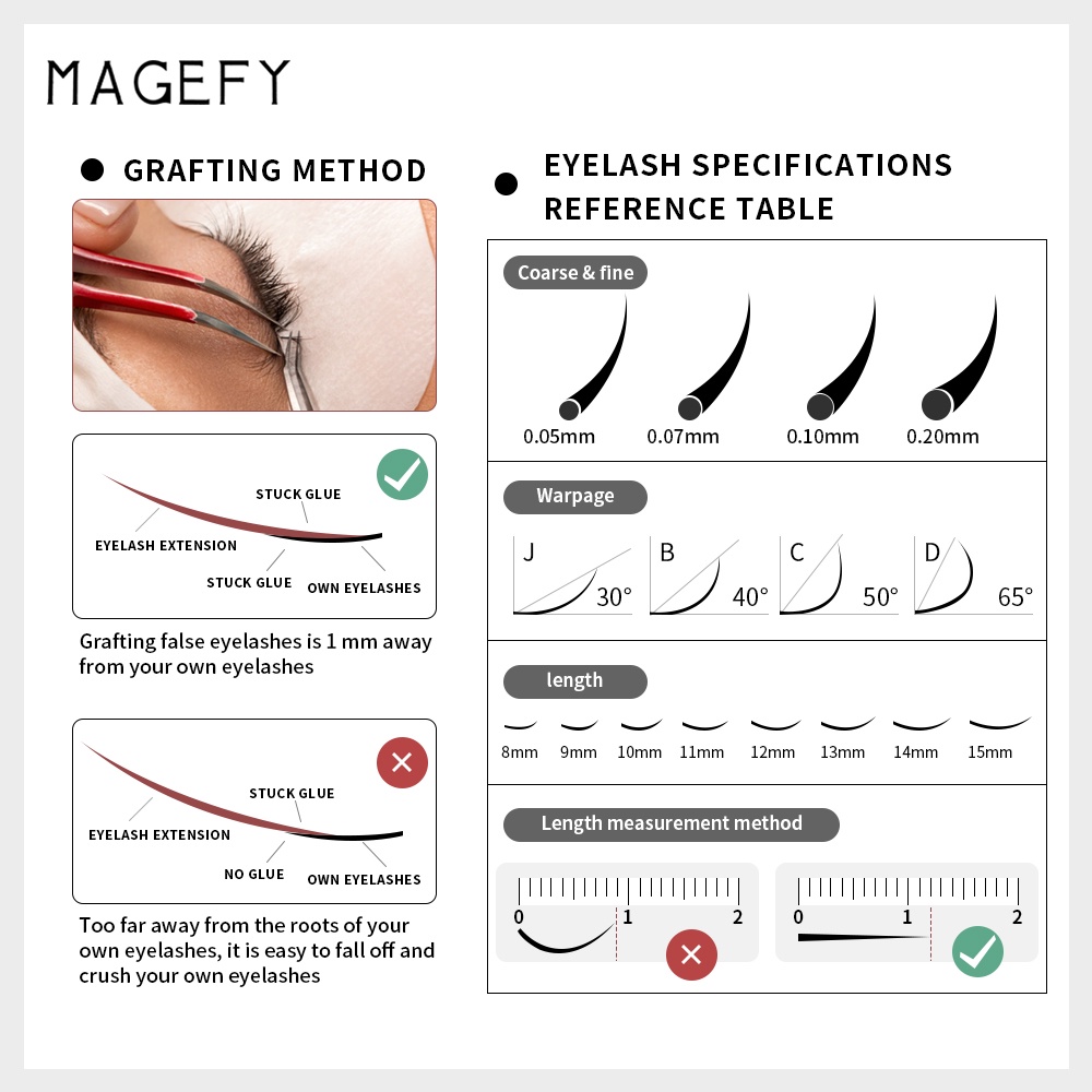 [Hàng mới về] Lông mi giả Magefy cong chữ C 8-13mm 0.07-Y