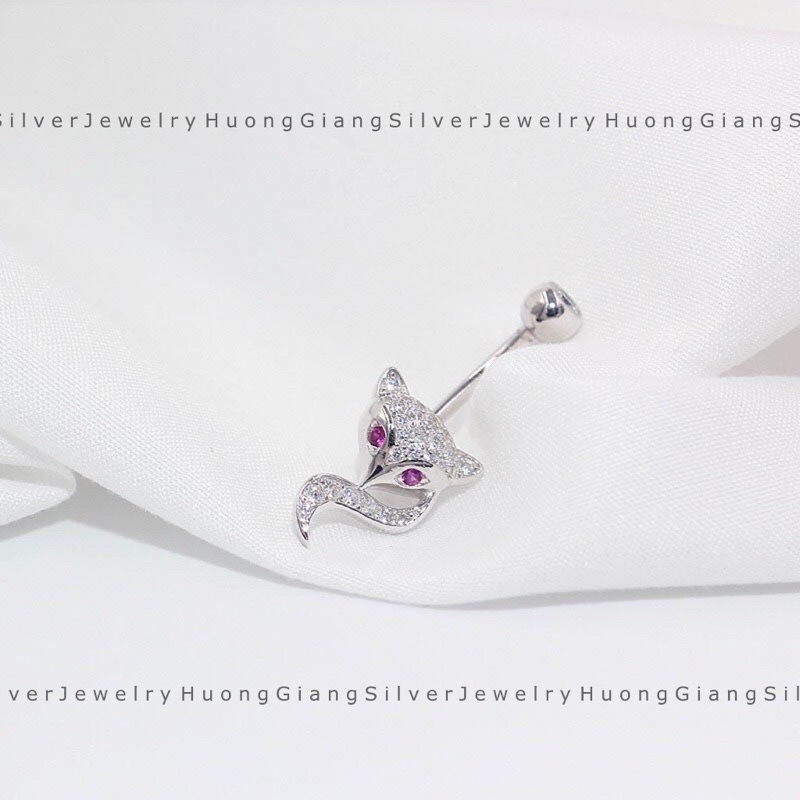 Khuyên rốn hình hồ ly Bạc s925 xi kim  - HuongGiangSilver
