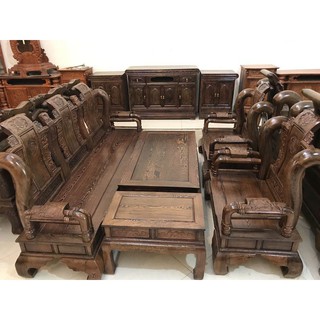 Bộ Bàn Ghế Gỗ Phòng Khách Tần Thủy Hoàng Gỗ Mun Đuôi Công