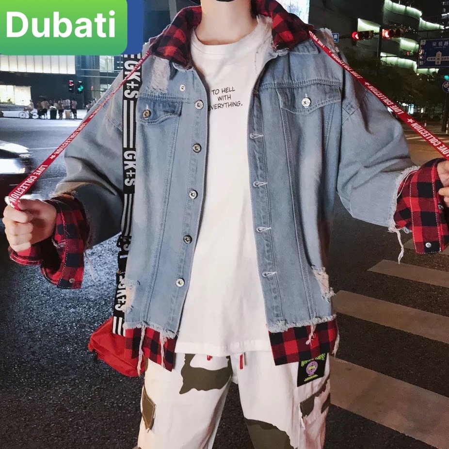 ÁO KHOÁC JEAN NAM NỮ CHẤT BÒ UNISEX PHỐI NÓN NỈ WASH RÁCH VẢI DÀY CAO CẤP- DUBATI FASHION