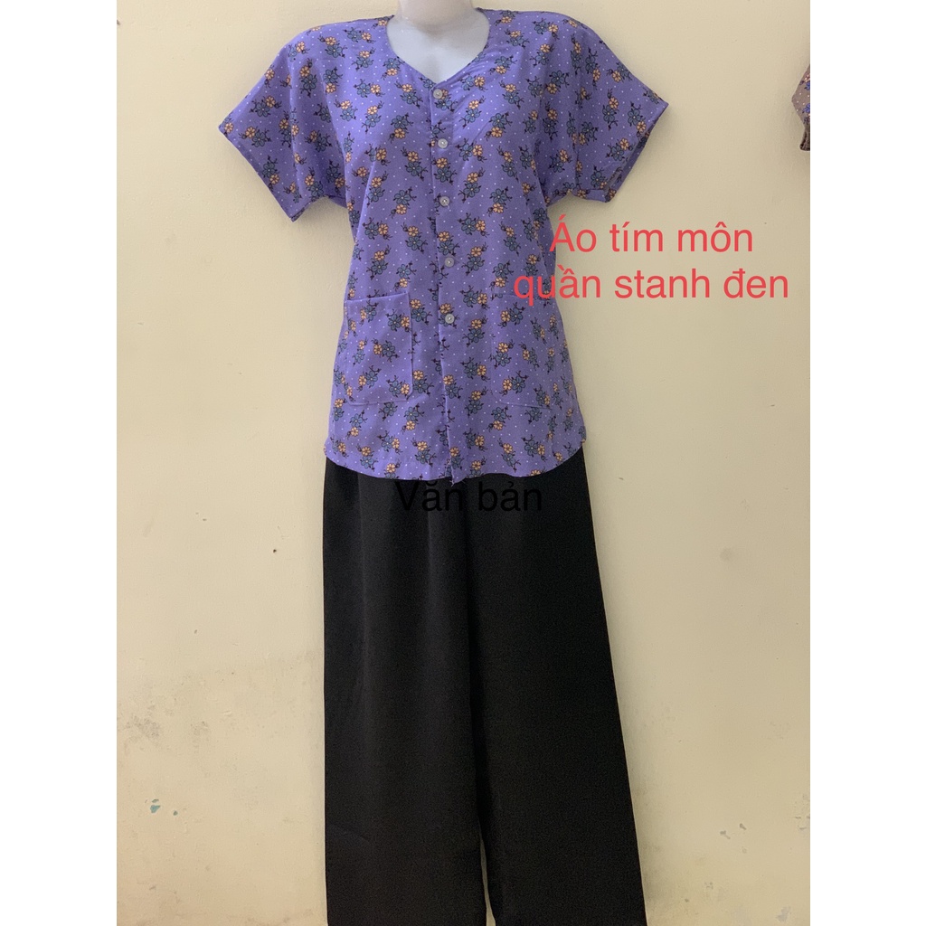 Bộ bà ba đũi bà già cộc tay quần satanh tặng bà tặng mẹ