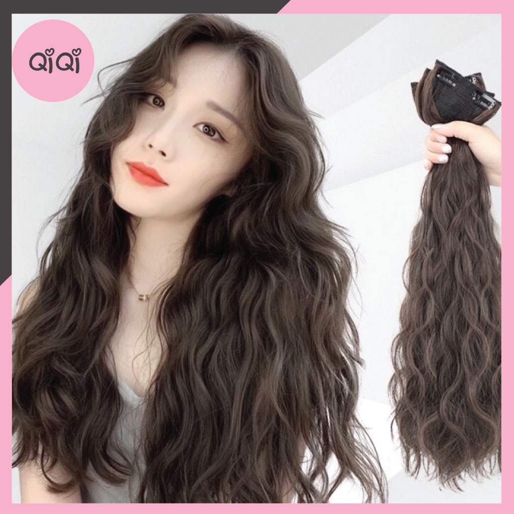 Tóc kẹp 3 mảnh xoăn duỗi lơi tự nhiên, làm phồng tóc