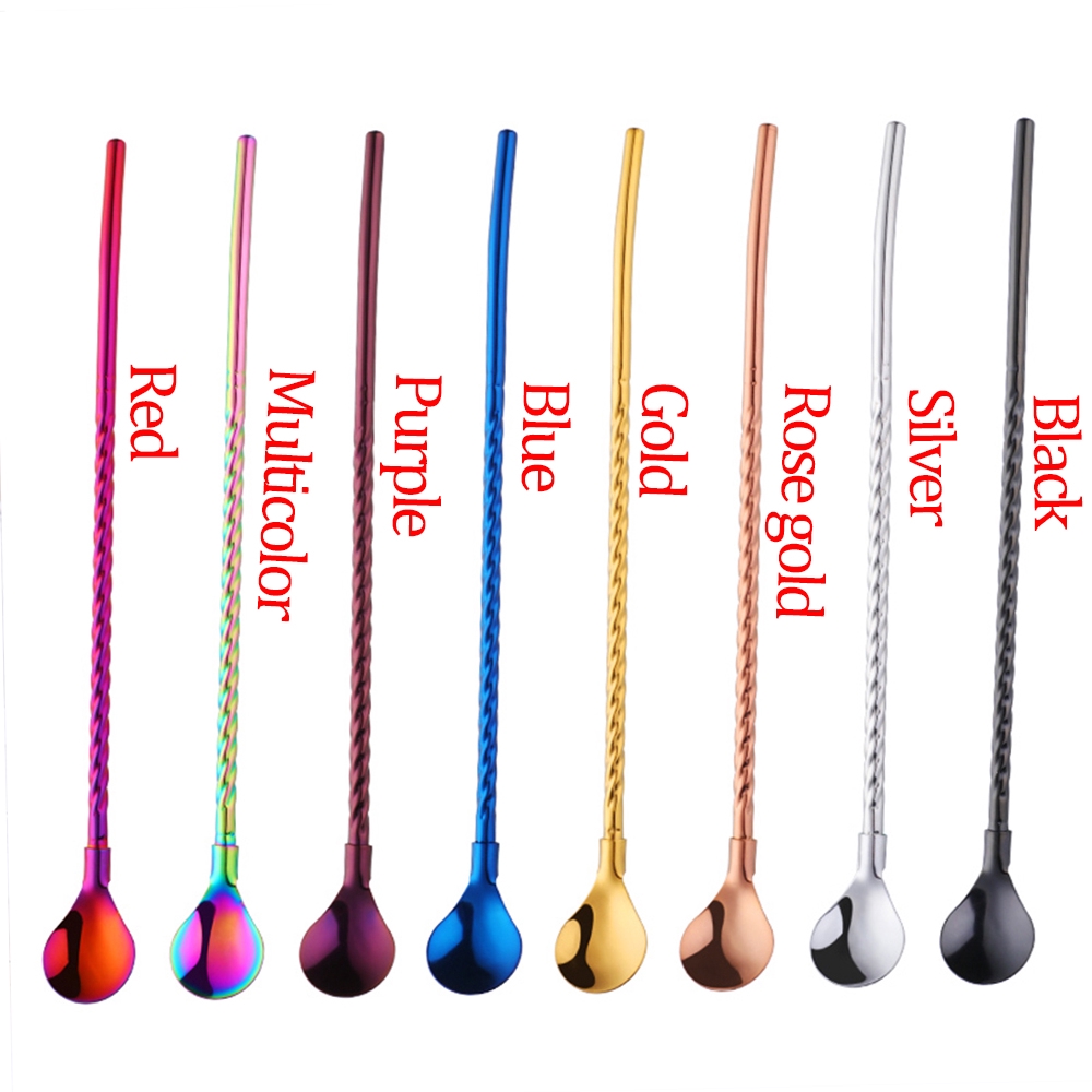 Bar Tea Party Metal Bent Filter Reusable Straws Spoon