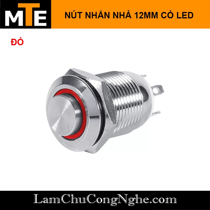 Nút nhấn nhả chống nước 12mm có LED