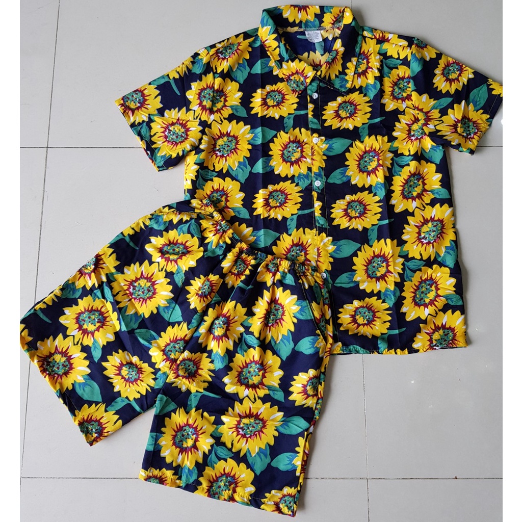[Sẵn hàng HCM] Quần áo đi biển, mẫu Hoa hướng dương, vải kate Thái loại 1, Full size 8-100kg