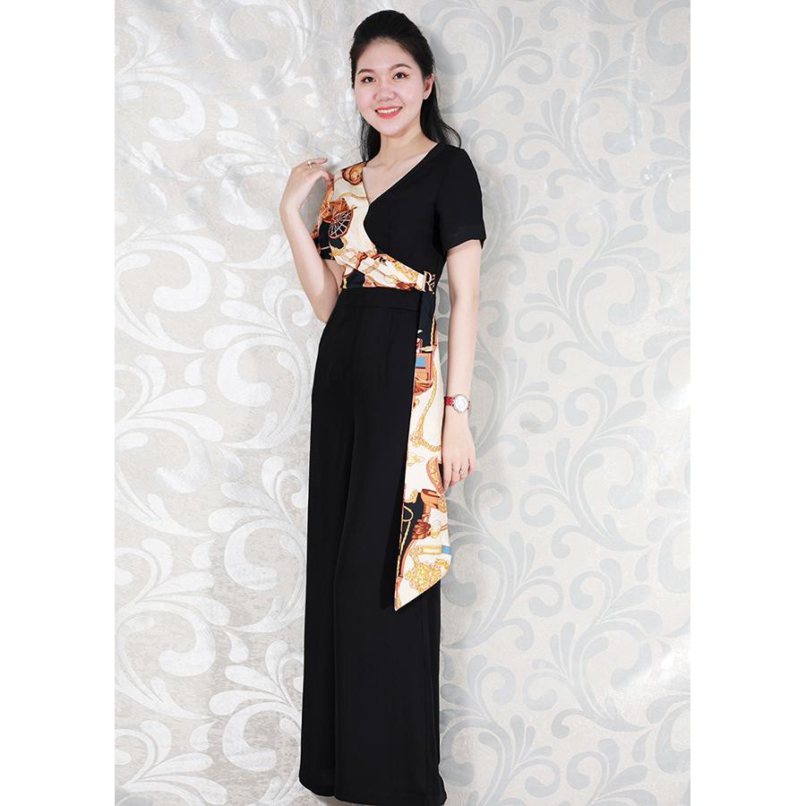 [ ĐẸP - RẺ] JUMPSUIT DÀI DẠO PHỐ KIỂU JUMPUIST PHỐI HỌA TIẾT EO CÁCH ĐIỆU S3179