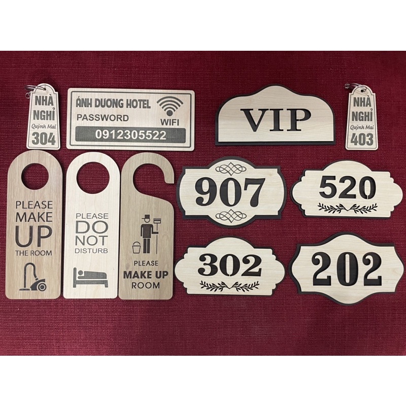 Biển bảng số phòng nhà nghỉ, khách sạn, homestay bằng gỗ giá rẻ lấy ngay Hà Nội