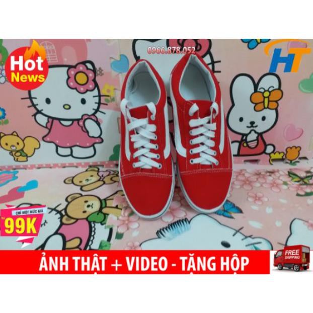 G ⚡[freeship đơn hàng từ 99k] Giày thể thao vans đỏ tươi Nam Nữ :)) * ! ' _