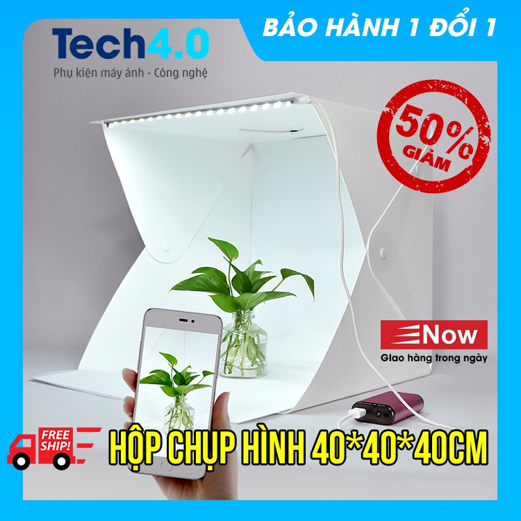 Hộp chụp hình sản phẩm Studio 40cm x 40cm phông nền 2 màu trắng đen