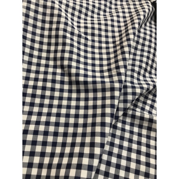 Vải Cotton sọc caro  màu xanh đen mềm mặc mát may đầm váy,áo sơ mi,đồ bộ