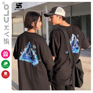 Áo thun tay lỡ freesize nữ - phông form rộng Unisex, mặc lớp, nhóm, cặp hình chữ A lửa xanh 4AM studio màu đen