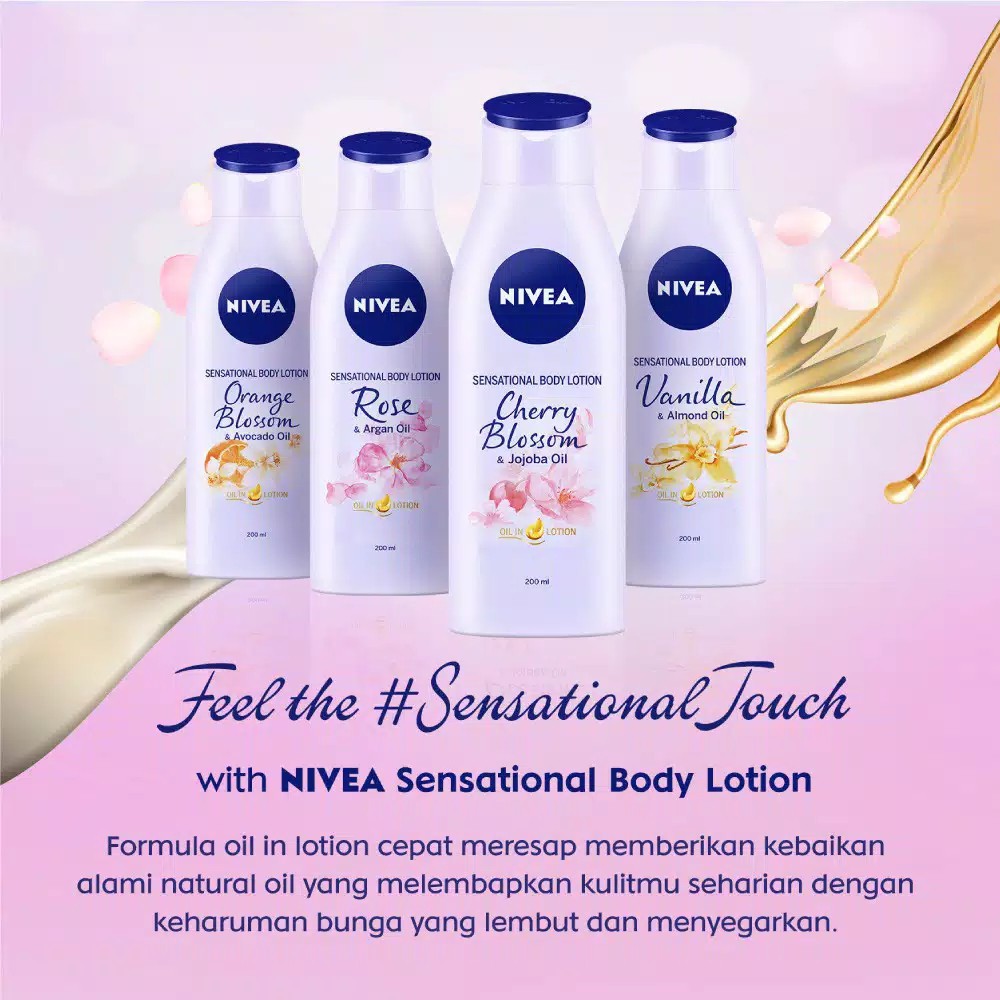 (hàng Mới Về) Sữa Dưỡng Thể Nivea Sensational 100ml Chiết Xuất Hoa Anh Đào Và Jojoba