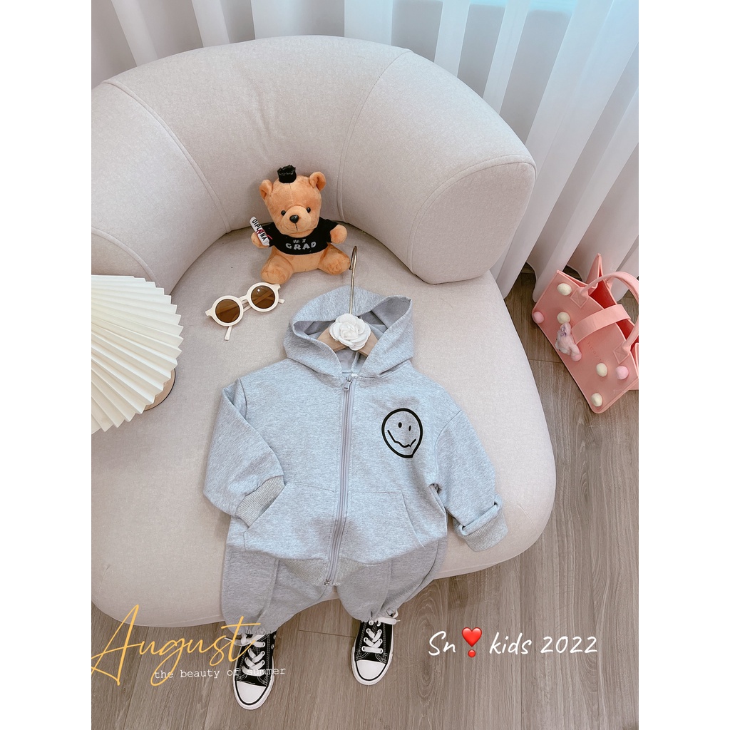 Bộ quần áo thu đông bé gái, bộ quần áo thu đông áo khóa mũ chất da cá QC xịn xò cho bé