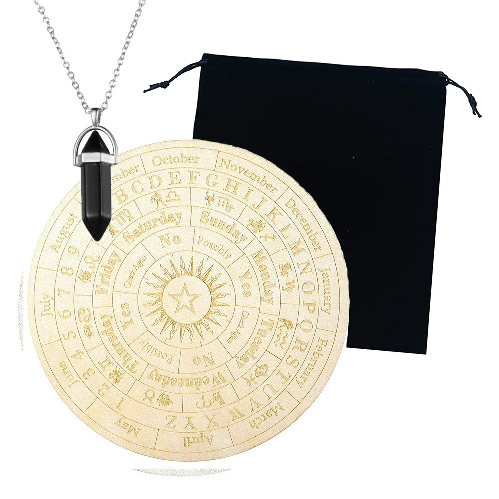 Bảng khắc gỗ chòm sao ma thuật kèm con lắc dùng cho trang trí