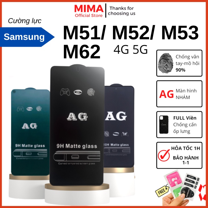 Kính cường lực Chống Vân Tay Samsung M51/M52 4G 5G/M53/M62 Nhám Full màn chống xước tặng kèm bộ dán