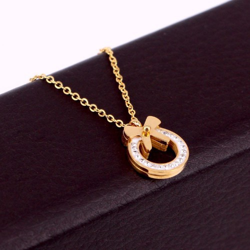 Dây Chuyền Titan Ko Đen Mặt Tròn Đính Nơ TT 2804