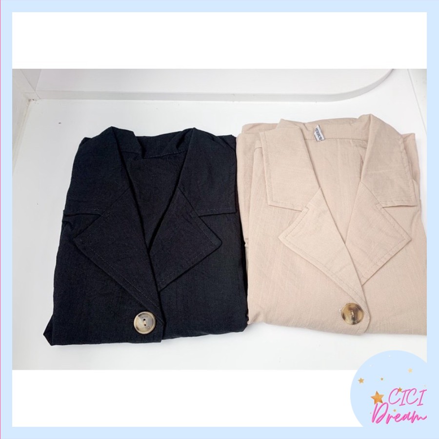 Set bộ áo vest nữ cộc tay, quần đùi chất đũi, Set bộ áo sơ mi cổ vest nữ ngắn tay đũi cúc gỗ phối quần đùi | BigBuy360 - bigbuy360.vn