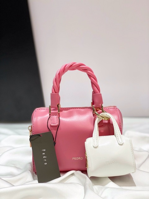 Túi P trống màu hồng kèm túi mini