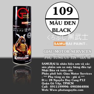 [SALE] 109 _ Chai sơn xịt sơn xe máy Samurai 109 màu đen bóng _ Black _ Shop uy tín, giao hàng nhanh, giá rẻ