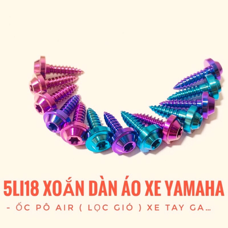 (Chuẩn GR5) Ốc titan 5li18 ren xoắn dàn áo xe yamaha và ốp lọc gió xe tay ga
