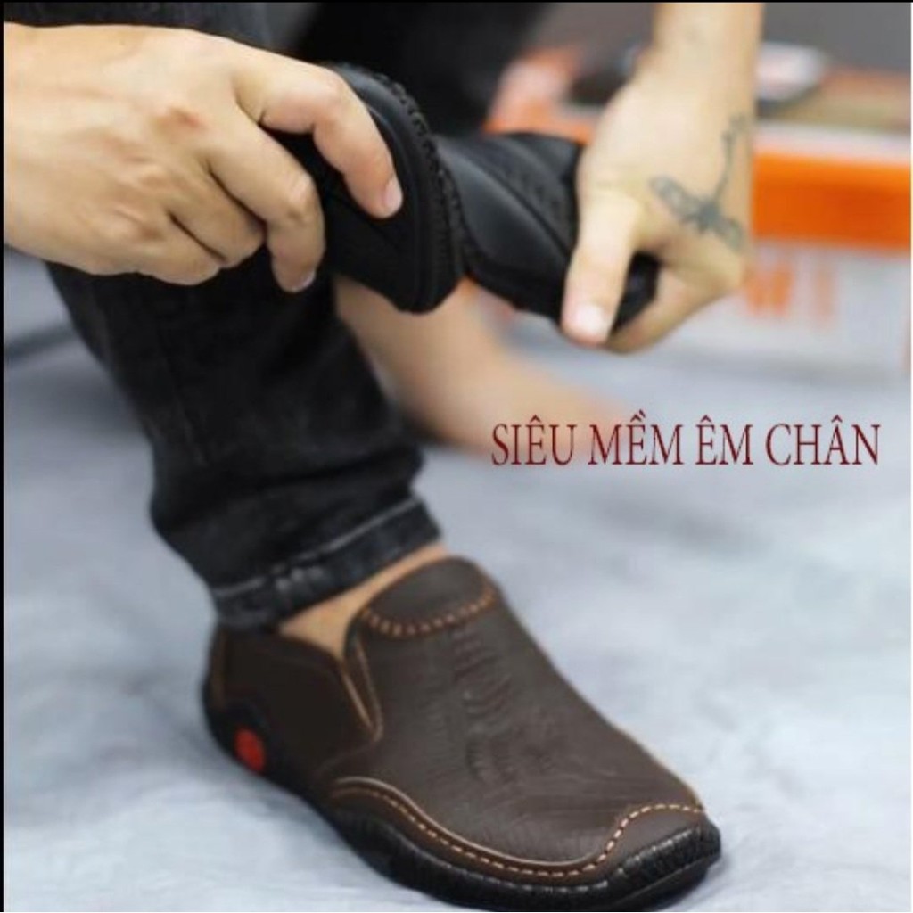 [ SALE 50% ] Giày Lười Nam Cao Cấp, giày mọi nam da bò thật in vân cá sấu siêu đẹp, mẫu hot nhất năm