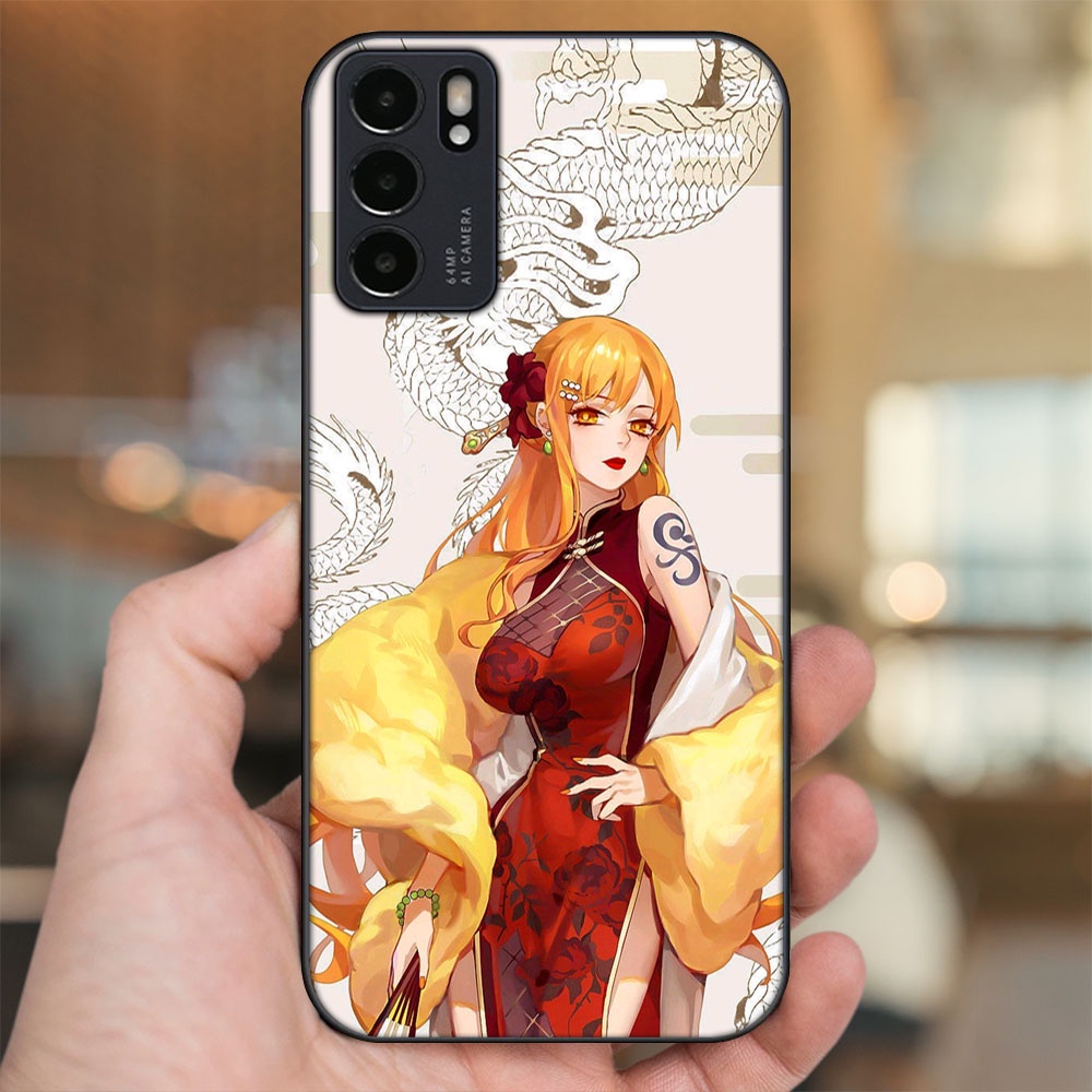 Ốp lưng Oppo Reno 6 5G viền đen in hình Nami One Piece Đảo Hải Tặc