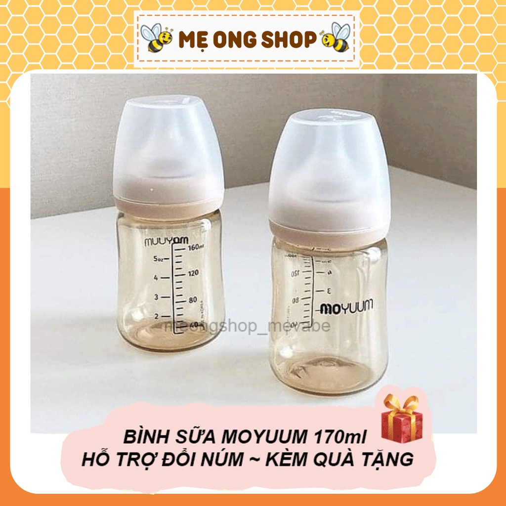 Bình sữa Moyuum 170ml chính hãng cho bé từ sơ sinh (Hỗ trợ đổi núm, Kèm quà tặng)