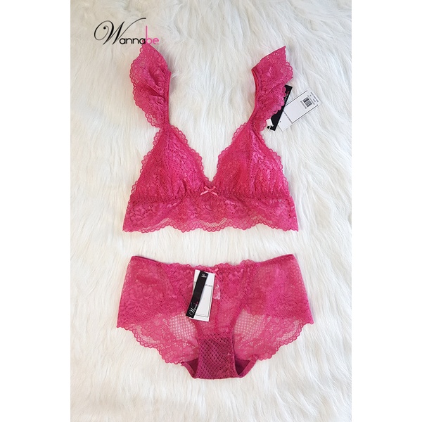 Nội y bộ Wannabe, áo ngực bralette cao căp Wannabe BOR08 dây vai cánh tiên quần lưng vừa nữ tính gợi cảm