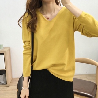 MS008 Áo len cổ tim dáng suông siêu mềm (hàng Quảng Châu)
