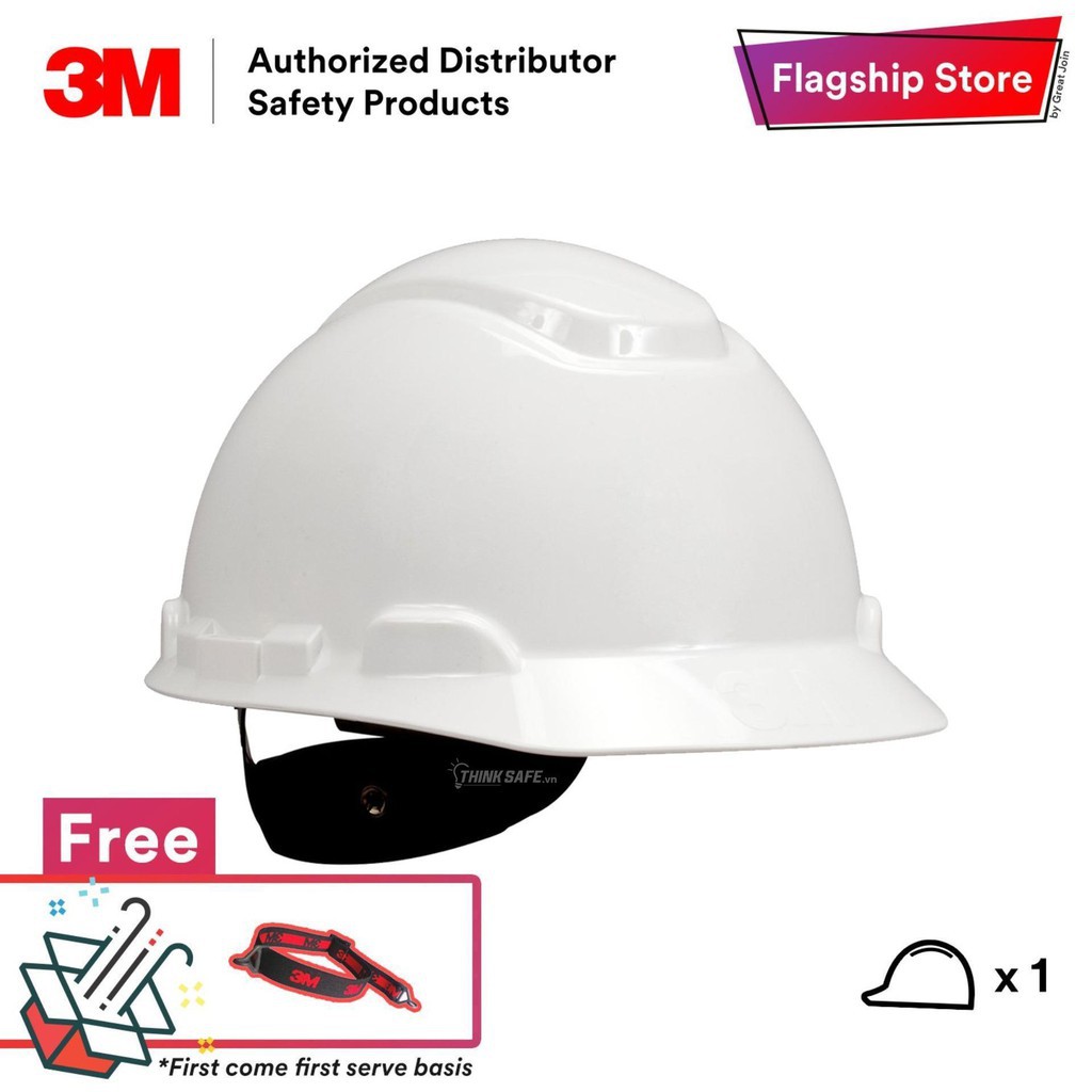 Mũ bảo hộ 3M H701R Nón bảo hộ nhựa HDPE siêu cứng, khóa vặn, dây nón co giãn, lồng nón 4 chấu - Bảo hộ Thinksafe