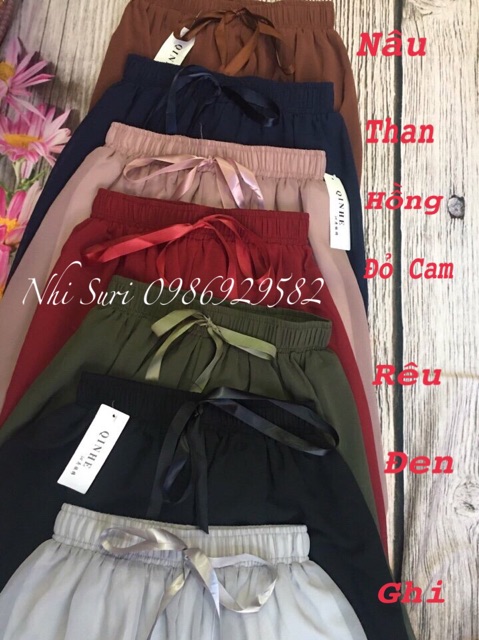 Quần ống rộng voan nơ lụa giả váy quảng châu loại 1 | BigBuy360 - bigbuy360.vn