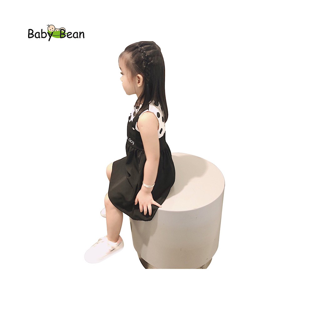 [MÃ RẺ VÔ ĐỊCH Hoàn Xu 12%] Đầm Cotton phối Tơ Gân Giả Yếm Thêu bé gái BabyBean (20kg-35kg)