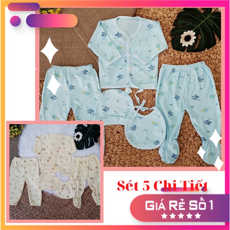 [Chọn Mẫu] Set quần áo sơ sinh 5 món, Set quà tặng cho bé sơ sinh với chất liệu cotton mềm mịn