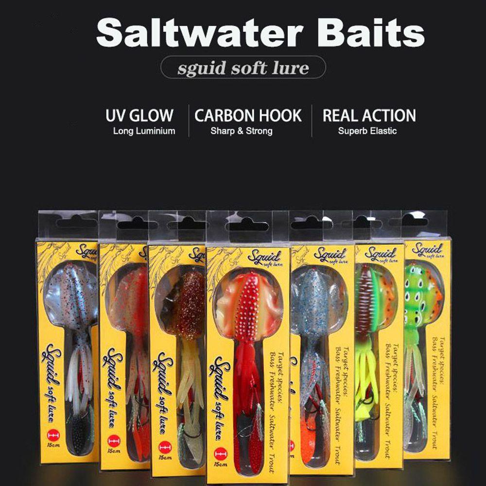 LET Mồi Câu Cá Giả Hình Bạch Tuộc Bằng Silicone Mềm Phát Sáng