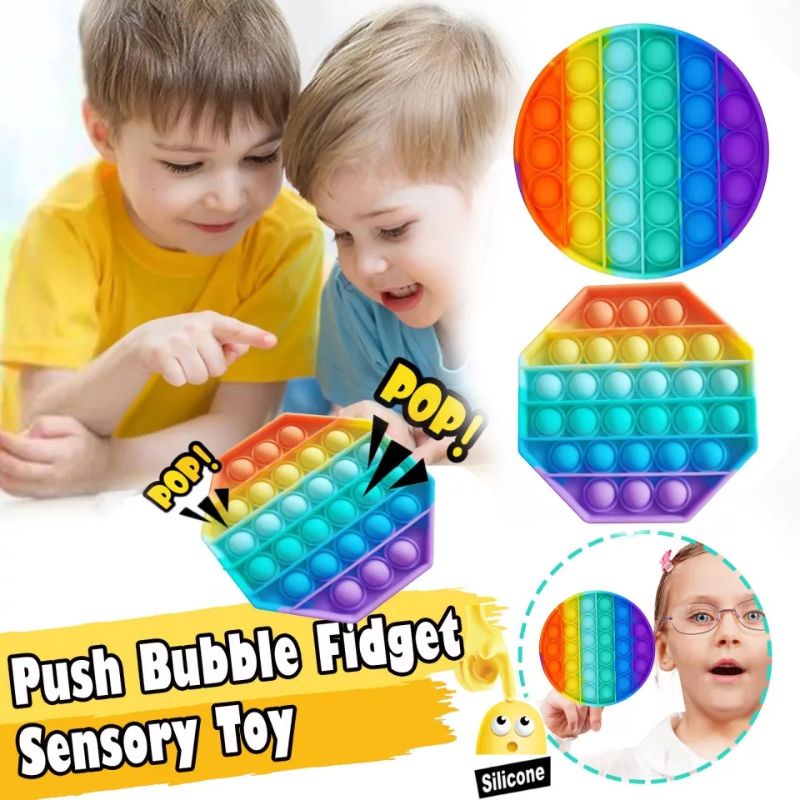 Đồ chơi bấm bong bóng màu cầu vồng Pop it đồ chơi giải trí thông minh giúp giảm căng thẳng hiệu quả