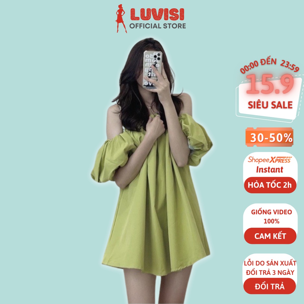 Áo trễ vai nữ LUVISI đẹp bèo tay phồng rộng dễ thương, áo hở vai mặc đi chơi siêu hottrend AO001