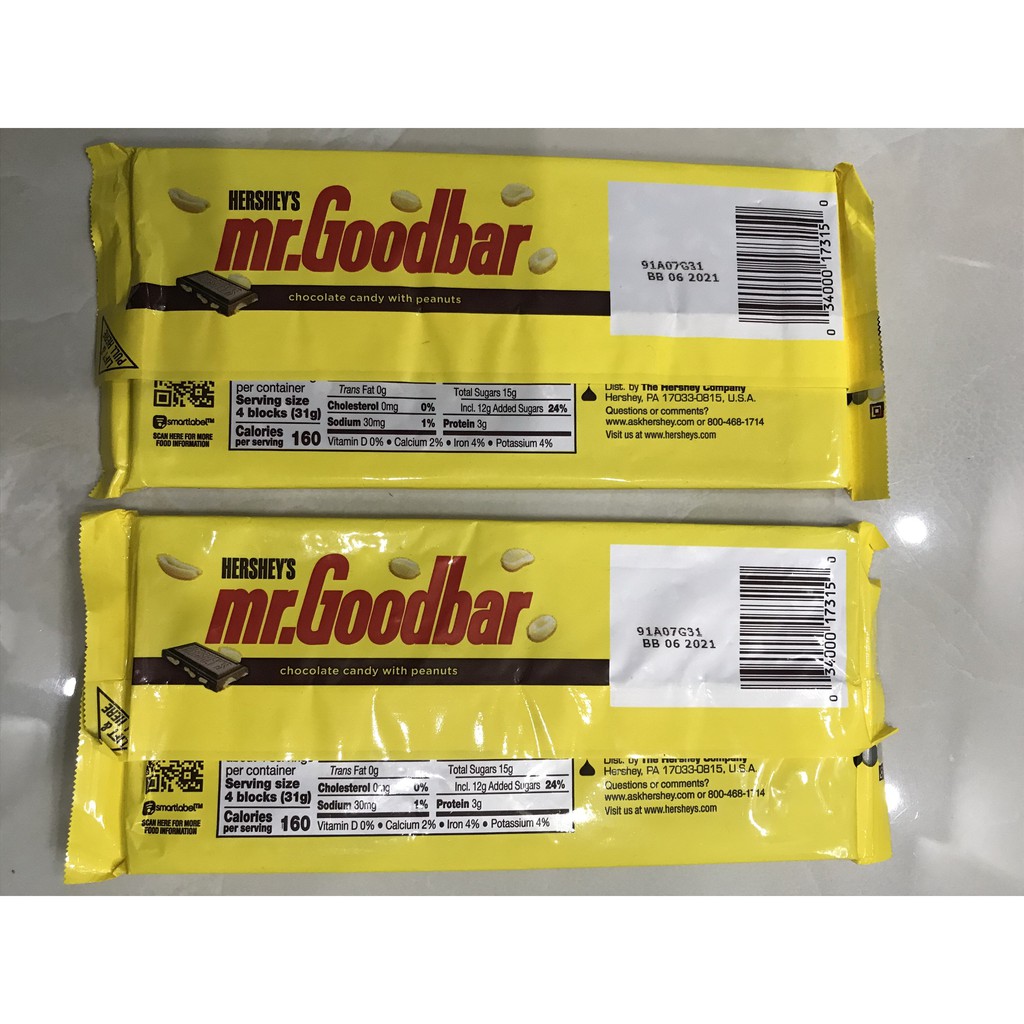 Socola Mỹ Hershey's Mr. Goodbar Extra Large Milk Chocolate with Peanuts 124g