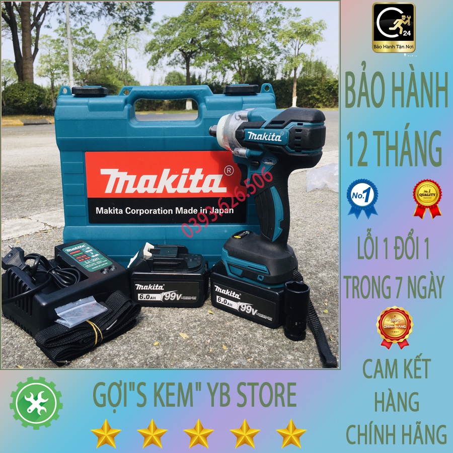 Máy Khoan Pin-Siết Bulong Makita 199V 6Ah động cơ không chổi than, 3 chức năng khoan vit siết mở ốc, lực siết 380NM