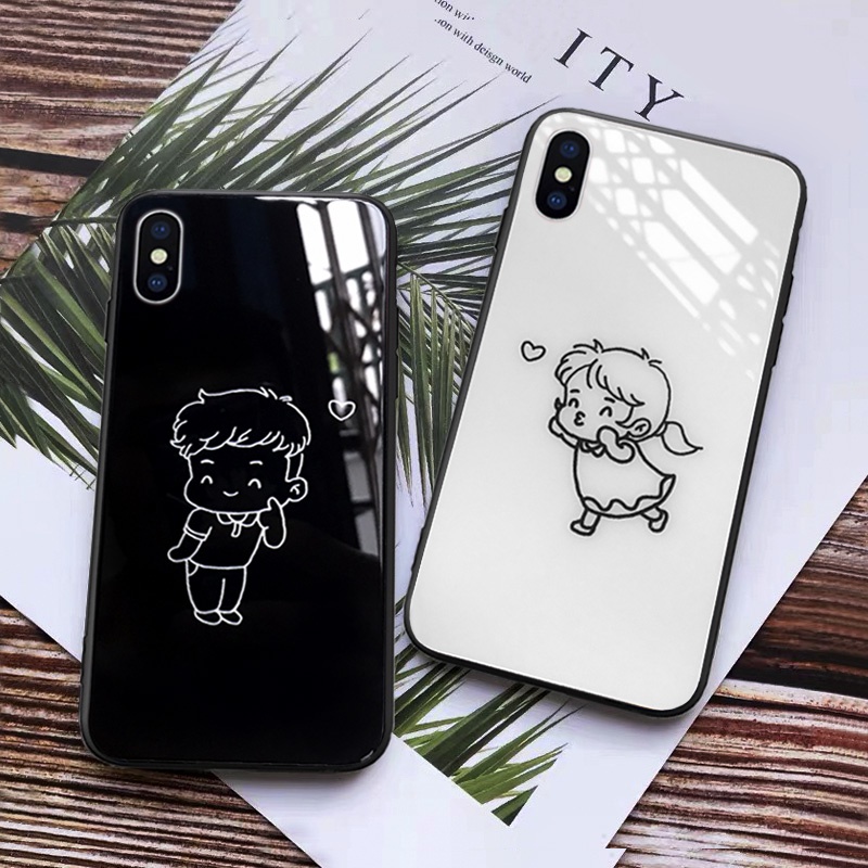 Ốp lưng iphone kính cặp đôi yêu thương K11 case 14plus 14 pro max 13 12 promax 11 mini 6 6s 7 8 plus x xr xs Se