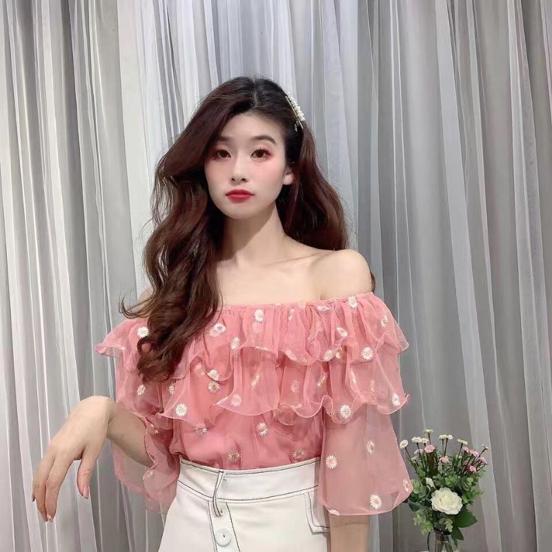 Voan lưới thêu hoa cúc loại đẹp