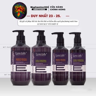 Dầu gội collagen phục hồi tóc hư tổn khô sơ kiềm dầu sạch gàu,hương nước hoa cặp gội xả LUSSTALY VITAMIN E 500ml