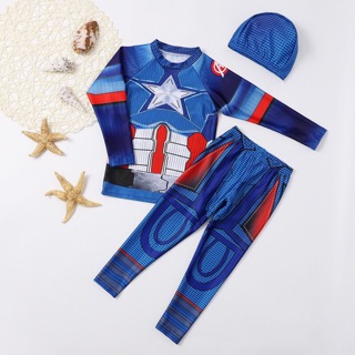 Bộ bơi bé trai tay dài quần dài Captain American