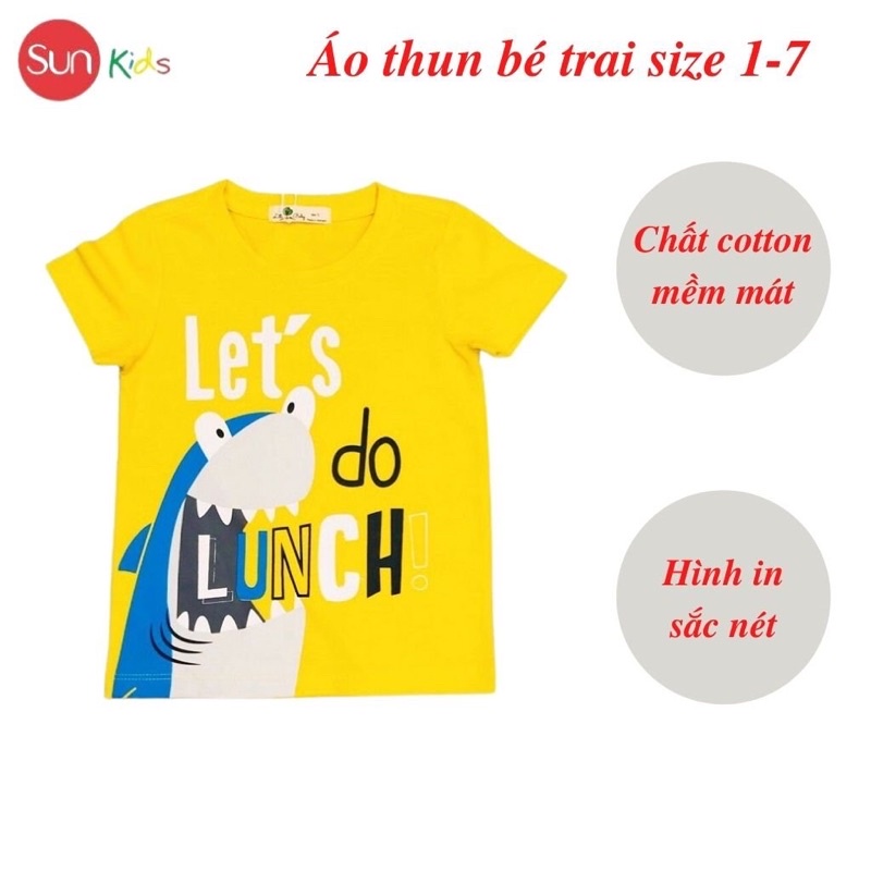 Áo thun bé trai, áo phông cho bé trai chất cotton nhiều màu, size 1-7 tuổi - SUNKIDS1