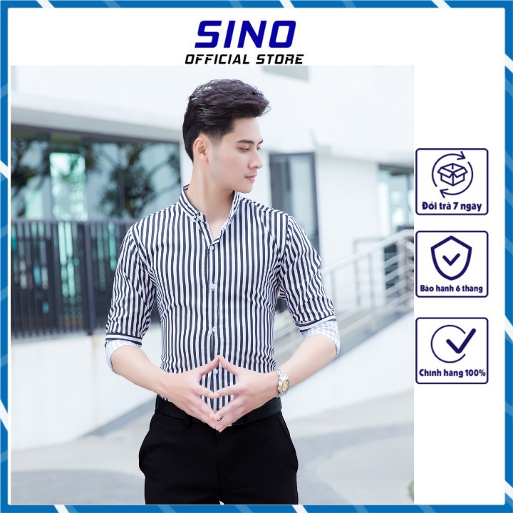 Áo sơ mi nam hàn quốc cao cấp trẻ trung kẻ sọc giá rẻ -thoát mồ hôi SINO AD08