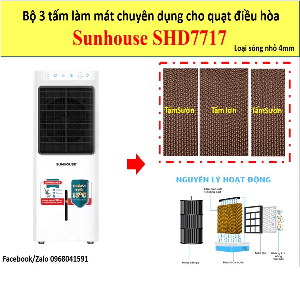 Bộ 3 tấm làm mát cho quạt điều hòa không khí Sunhouse SHD 7717